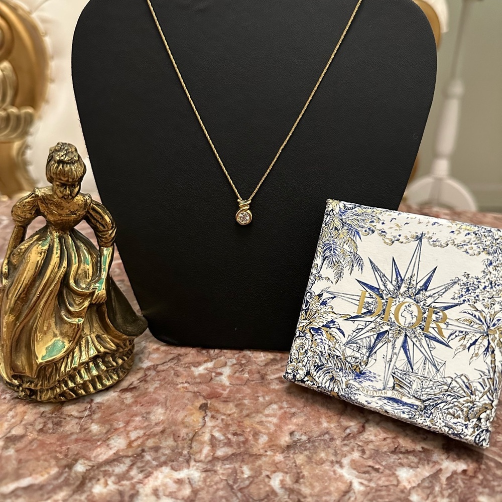 Dior Gold Necklace with Sparkling Pendant